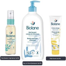 Biolane Günlük Kullanım Bebek Bakım Seti |hair -Body Shampoo | Body Massage Oil | Diaper Rash Cream
