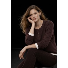 Studio Fashion 1988 Kadın Bordo Bisiklet Yaka Garnili Çıtçıtlı Bluz