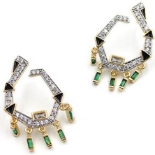 Royaleks Sallantılı Taşlı Küpe - Yeşil