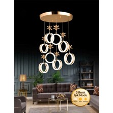 Litra Lighting Aurea Model 8"li Kristal Taşlı Gold 3 Renk Modu Ledli Salon Mutfak Oturma Odası Sarkıt LED Avize
