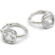 Royaleks Taşlı Halka Küpe - Gümüş