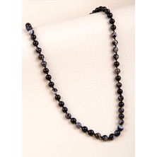 Taşmir Göz Akik Doğal Taş Düğümlü Kolye 6 mm Yuvarlak Kesim