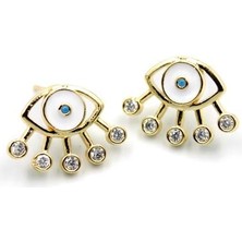 Royaleks Mineli Göz Küpe - Beyaz