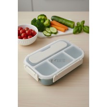 KaktüsKedi 4 Bölmeli Çatal Kaşıklı Yemek Kabı - Öğün Saklama Kabı