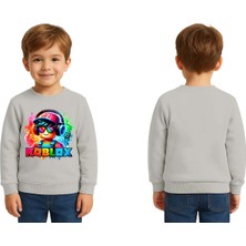 Sedirli Unisex Roblox Baskılı Çocuk Swaetshirt 3 Iplik Şardonlu