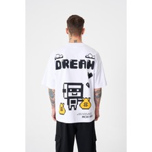 Machinist Erkek Dream Rob Baskılı Oversize Tişört Beyaz