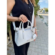 Just Polo Orijinal Kadın Beyaz Yeni Sezon 3 Bölmeli Yumuşak Deri Ayarlanabilir Askılı Şık El ve Omuz Çantası