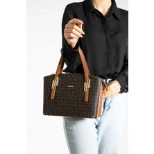 Just Polo Kadın Krem Taba Gofraj Kabartma Desenli Mıknatıslı Çıtçıt Kapama El Çantası MH4031MH
