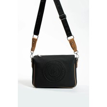 Just Polo Siyah Taba Orta Boy Kalın Askılı Günlük Çapraz Kadın Omuz Çantası 6009MH