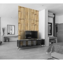 Wooddoom Lazer Kesim Sarkıt Paravan, Ahşap Seperatör, Panel Levha Seti Dekorasyon Ahşap Oda Bölücü Kare Model