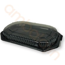 Ambalajın Siyah Büyük Catering Kabı Kapaklı Yemek Kabı 27X41 cm