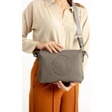 Just Polo Gri Orta Boy Kalın Askılı Günlük Çapraz Kadın Omuz Çantası 6009MH