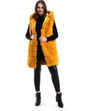 Kendim Fashion Reks Kapüşonlu Yelek - Sarı