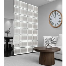 Wooddoom Çizgili Lazer Kesim Paravan, Ahşap Seperatör, Panel Levha Seti Dekorasyon Ahşap Oda Bölücü Desen