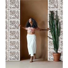 Wooddoom Lazer Kesim Sarkıt Paravan, Ahşap Seperatör, Panel Levha Seti Dekorasyon Ahşap Oda Bölücü Desenli