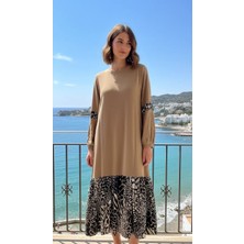 Invee 6763 Bej Koton Elbise