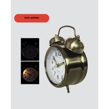 Pazarcan Dekoratif Bronz Renk Metal Alarmlı Masa Üstü Saat Klasik Tasarım