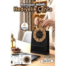 Tuğset Etiket Burgu Saplı Karton Ramazan Konseptli Kraft Siyah Çanta Ya Şehr'i Ramazan Ramazan Hediyelik Organizasyon -T1549