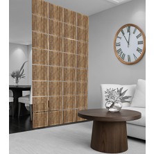 Wooddoom Çizgiler Üstte Lazer Kesim Paravan, Ahşap Seperatör, Panel Levha Seti Dekorasyon Oda Bölücü Desen