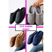 Nmoda 3'lü Paket Ev Terliği Çeyiz Terliği Kışlık Terlik Ses Yapmaz Hafif Taban Taban