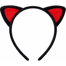 Vipfoni Peluş Kedi Kulak Taç Çocuk Parti ve Kostüm Tacı Kırmızı