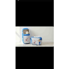 Bebek Taşıma Seti, Mavi Puantiyeli Portbebe ve Bakım Çantası