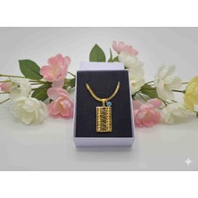 ForgeBox Gold Renk Desenli Paslanmaz Çelik Kolye | Nazar Boncuk Detaylı | Özel Kutulu Şık Kadın Kolyesi