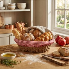 Tbl Dekor Oval Renkli Bezli Ip Hasır Ekmek Sepeti