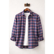 Varetta Erkek Lacivert Kışlık Gömlek Uzun Kollu Kareli Cepli Yaka Düğmeli