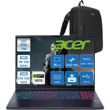 Acer Predator Helıos Neo 16S Aı Intel®core™ Ultra 9 275HX 96GB Ddr5 512GB SSD 8GB/RTX5070 115W OLED 16"wqxga 2560 x 1600 240Hz Freedos Gaming Bilgisayar. NHQZFEY002F27+ZETTAÇANTA