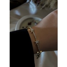 MonCherietr Stellar Zirkon Taşlı Altın Kaplama Bileklik