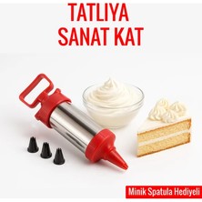 TD Krem Şanti Sıkma Pompası Seti | Spatula Hediyeli | 4 Uçlu Değiştirilebilir Başlık