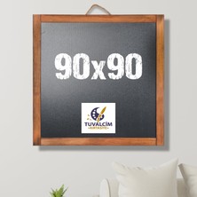 Tuvalcim Kırtasiye 90X90 cm Kara Tahta Yazı Tahtası Kahverengi Çerçeve
