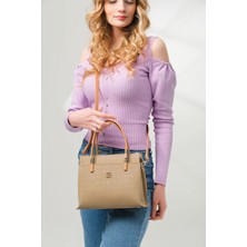 Just Polo Şıklığın ve Zarafetin Buluştuğu Shopper Kum Kadın El Çantası Shoulder Bag