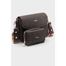 Just Polo Kadın Orijinal Just Polo Ayarlanabilir Askılı Şık El & Omuz Çantası ve Cüzdanı Kombin Shopper
