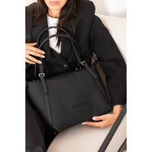 Just Polo Kadın Siyah Büyük Boy Lakost Kumaş El ve Omuz Çantası P346037MH