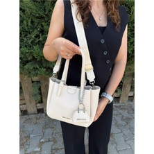 Just Polo Kadın Krem Yeni Sezon 3 Bölmeli Yumuşak Deri Lüks ve Şık Dokunuş El & Omuz Çantası Shoulder Bag