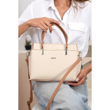 Just Polo Şıklığın ve Zarafetin Buluştuğu Shopper Krem Camel Kadın El Çantası Shoulder Bag