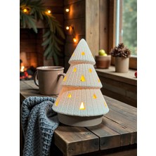 Nuclear 3D Baskı Çam Ağacı  LED Dekoratif Masa Lambası | Sıcak Işık Yılbaşı Feneri 15 cm Alevsiz Gece Lamba