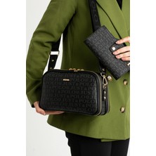 Just Polo Kadın Orta Boy Baskılı Şık Omuz Çantası ve Cüzdanı Kombin Shopper K232053MH