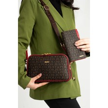 Just Polo Kadın Orta Boy Baskılı Şık Omuz Çantası ve Cüzdanı Kombin Shopper K232053MH