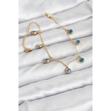 Mç Plus 316L Çelik Gold Renk Minimal Nazar Model Kadın Bileklik