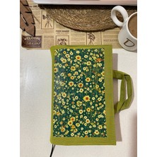 Ötay YAĞ YEŞİLİ ÇİÇEK DUVAR BASKILI 3 BÖLMELİ SU İTİCİ ÖZELLİKLİ KİTAP ÇANTASI