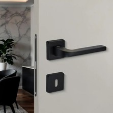 Marelli Terra Black Siyah Renkli Italyan Tipi Kare Rozetli Kapı Kolu Yale