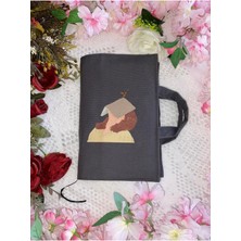 Ötay Gri Kitap Çantası Taşınabilir 3 Bölmeli Kız ve Kitap  Baskılı