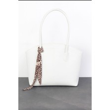 Özüm Takı Çanta Kadın Büyük Boy Omuz ve Kol Çantası Beyaz