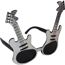 Lunaev Gümüş Renk Rockn Roll Gitar Şekilli Parti Gözlüğü 15X15 cm