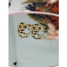 Tuel Gold Detaylı Şık Tasarımlı Çelik Küpe
