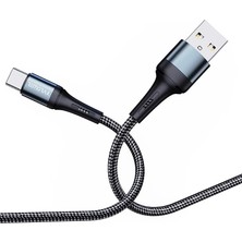 Örgülü USB A-C Hızlı Şarj Kablosu, Siyah (100 Cm)