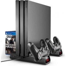 Ps4 Pro ve Slim Için Fanlı Dikey Soğutucu ve Kol Şarj Edici Organizatör Stand TP4-882